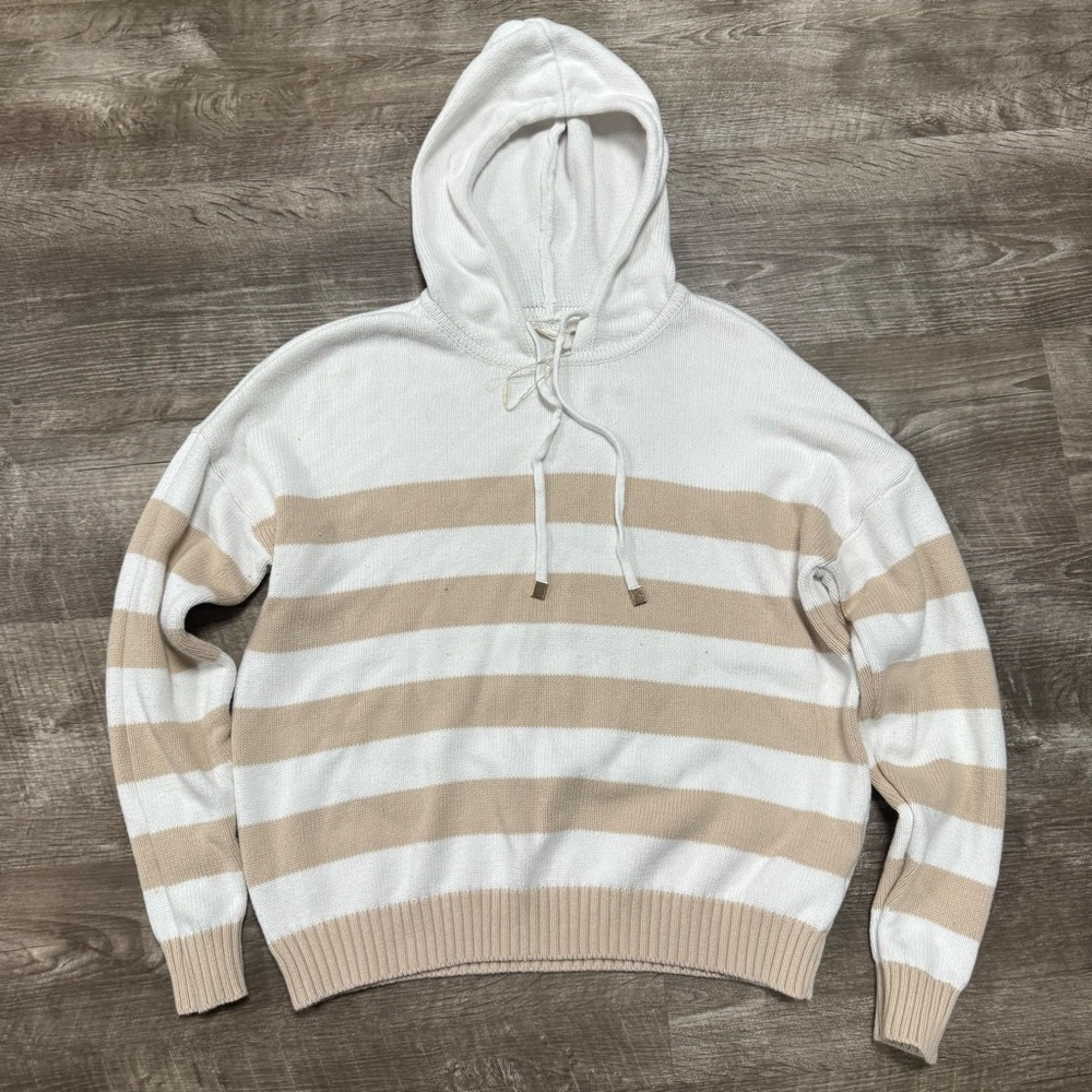 Brit NY Striped 100% Cotton Sweater Hoodie Size Large